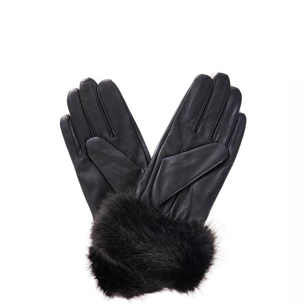 Barbour Fur Trimmed Leather Gloves